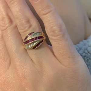 14k gold ruby and diamond ring